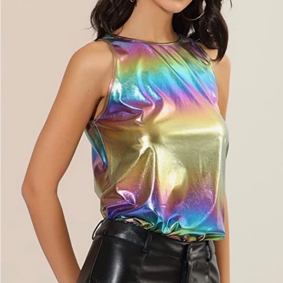 NWT colorful metallic stretchy sleeveless shirt - Medium - Picture 3 of 6